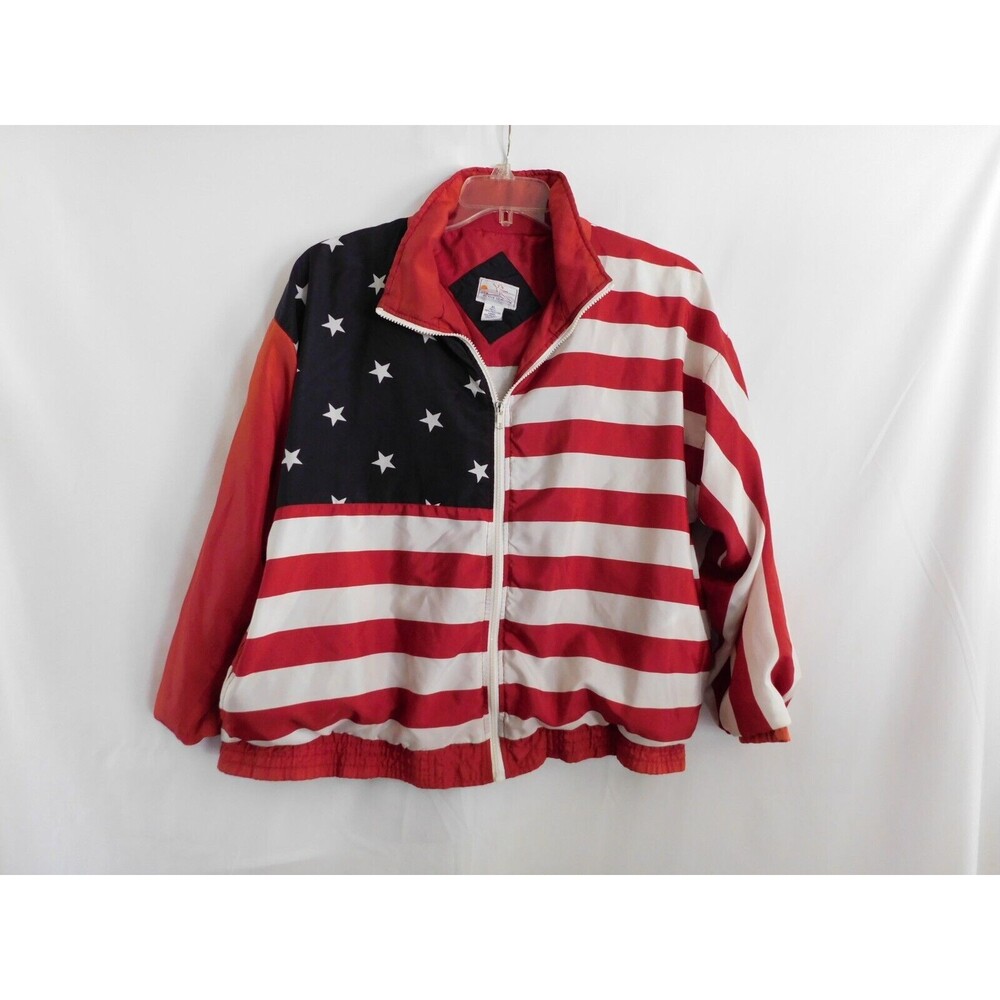 Vintage Active Horizon United States Flag Windbreaker Jacket 80's 90's Size XL